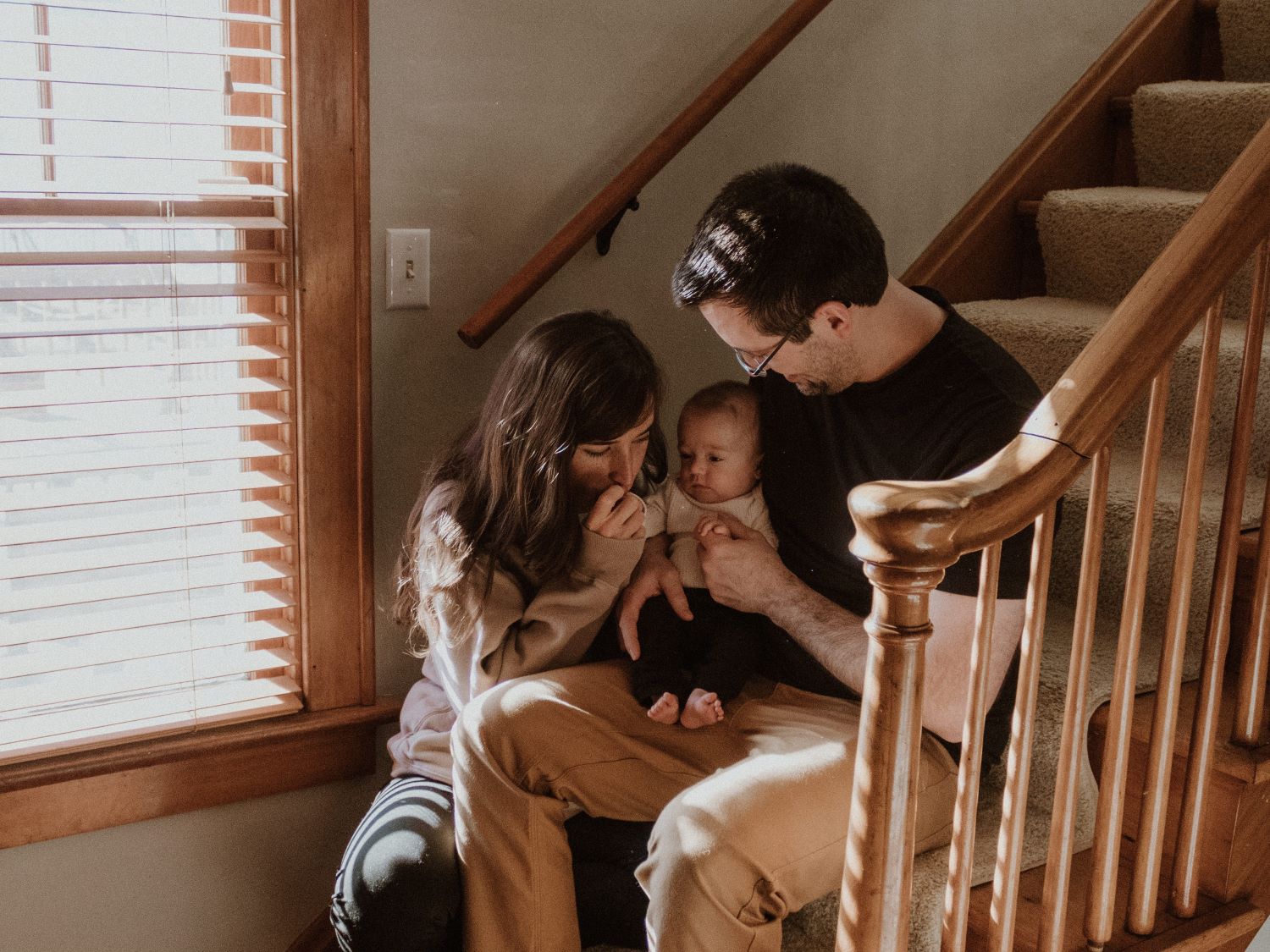 family on a staircase